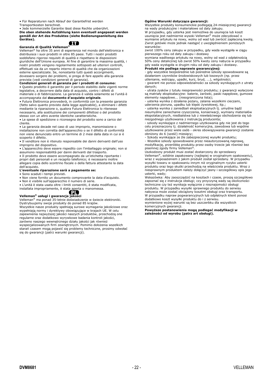 Velleman DVM8681 User Manual | Page 22 / 22