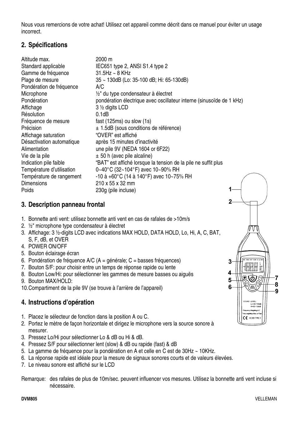 Velleman DVM805 User Manual | Page 6 / 11