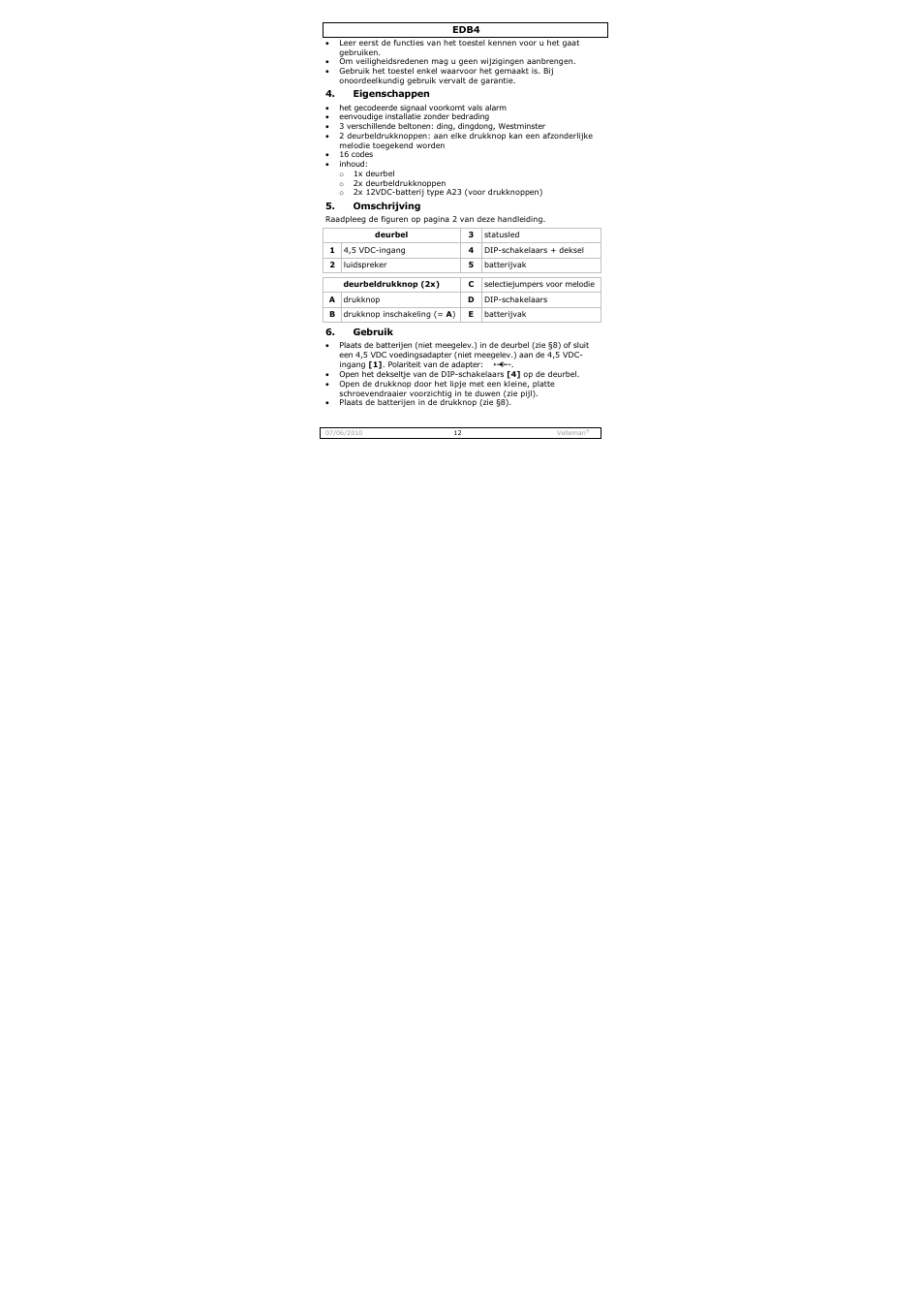 Velleman EDB4 User Manual | Page 12 / 34