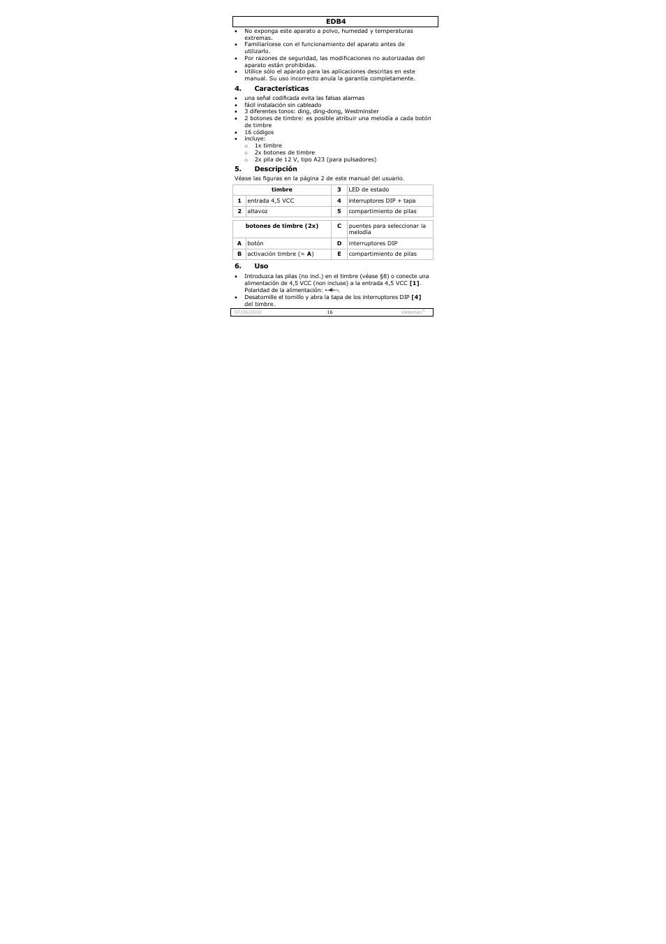 Velleman EDB4 User Manual | Page 16 / 34