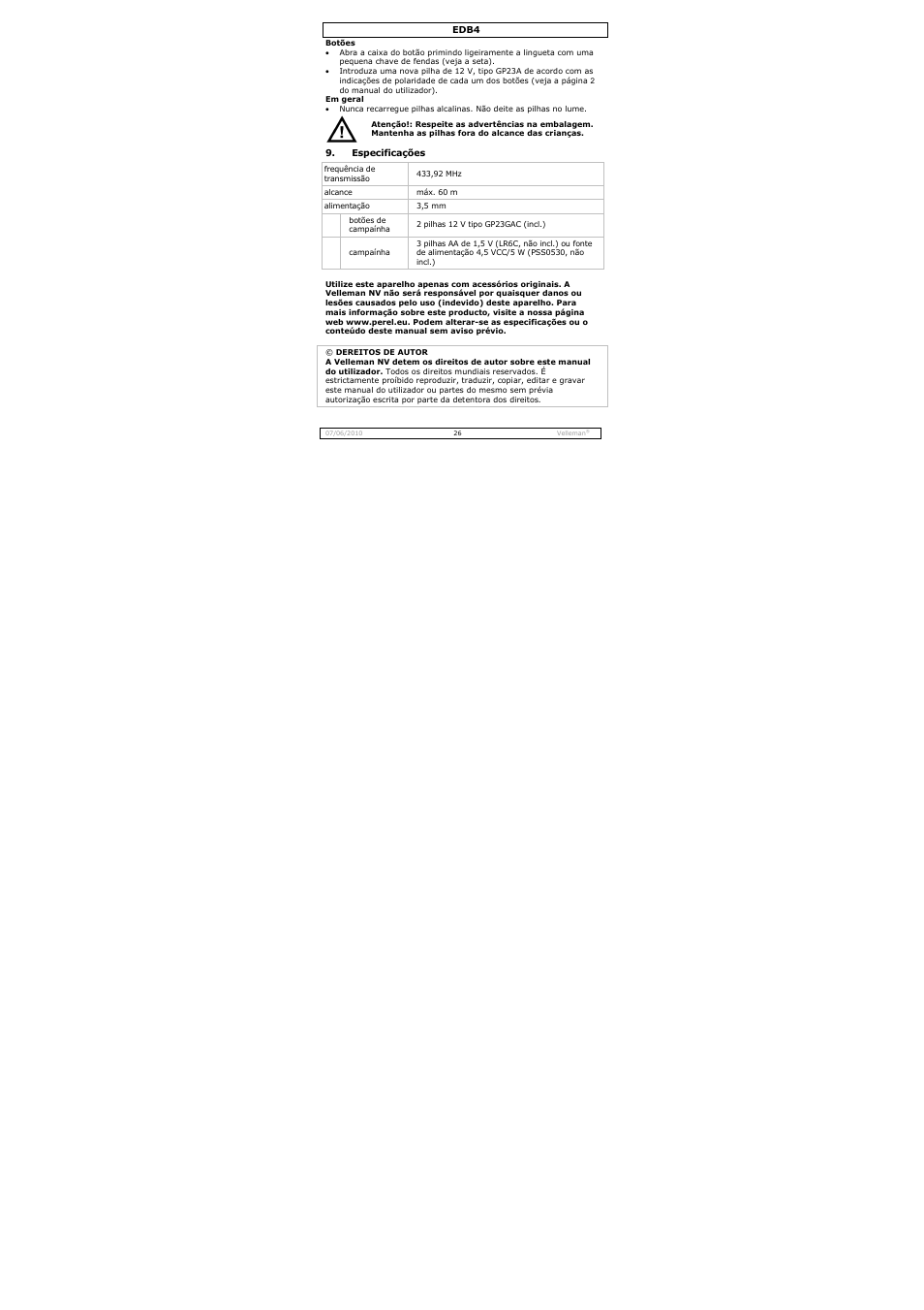 Velleman EDB4 User Manual | Page 26 / 34