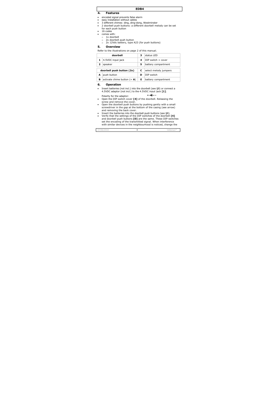 Velleman EDB4 User Manual | Page 4 / 34