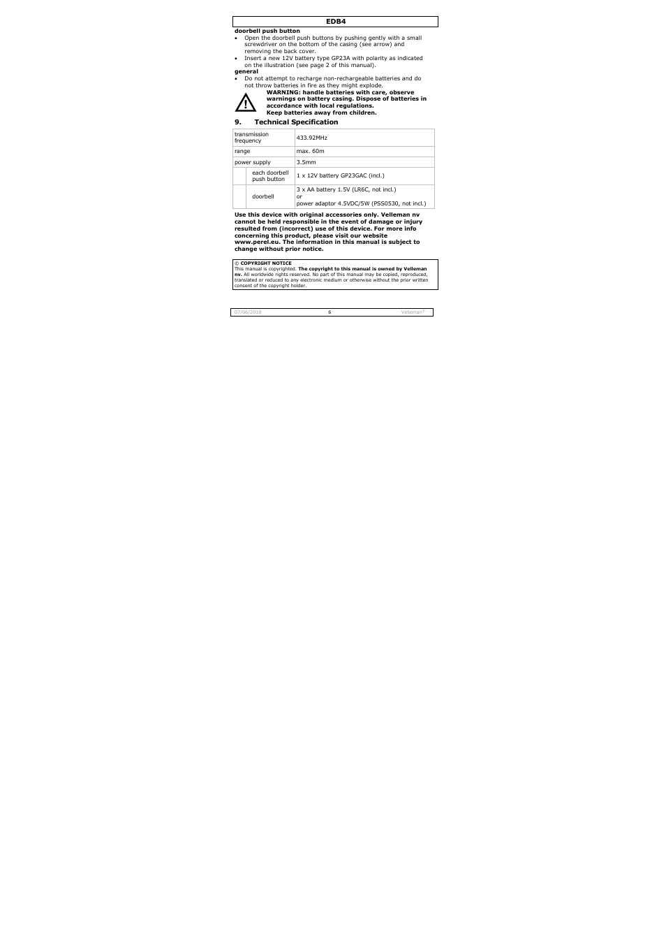 Velleman EDB4 User Manual | Page 6 / 34