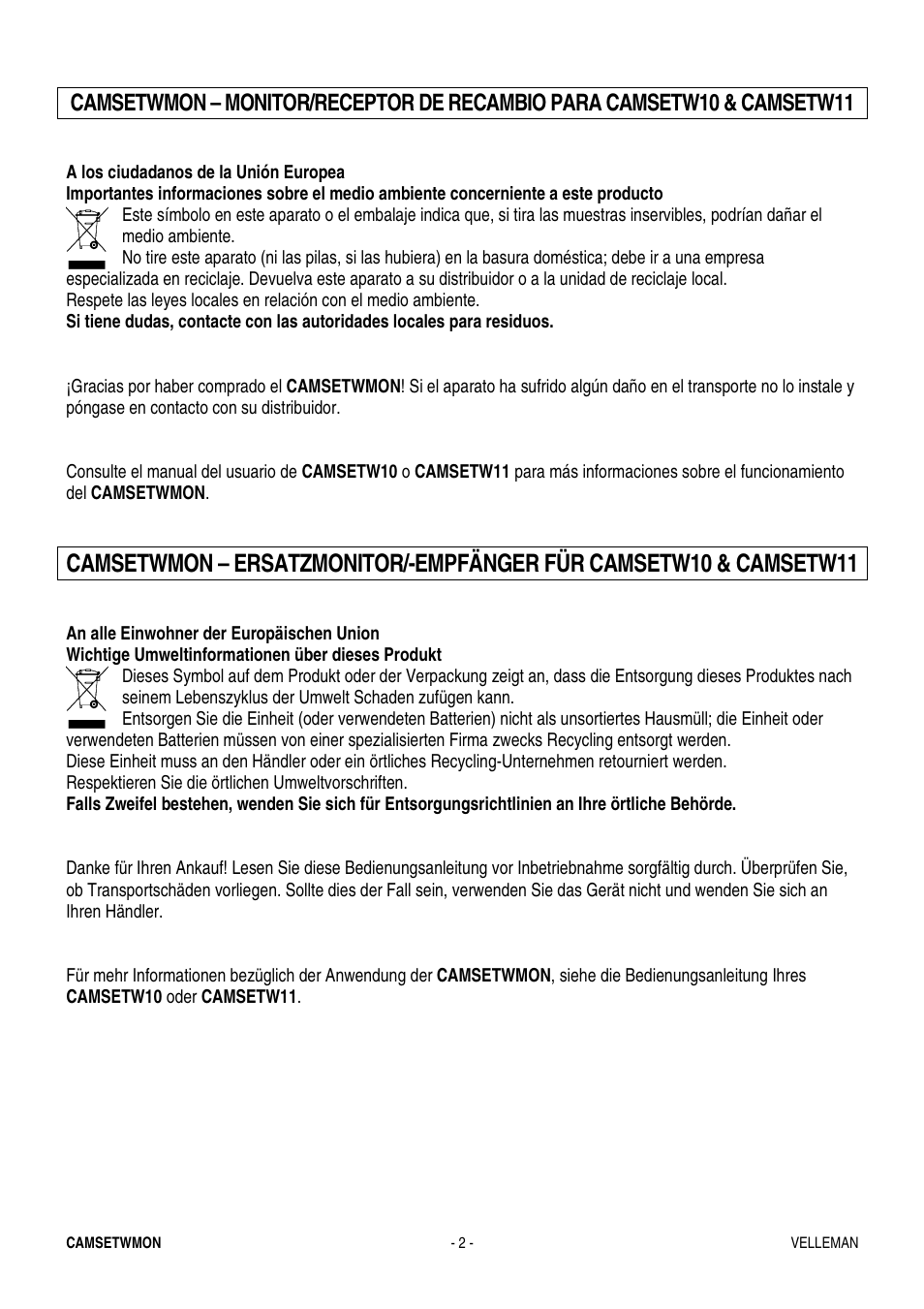 Velleman CAMSETWMON User Manual | Page 2 / 4
