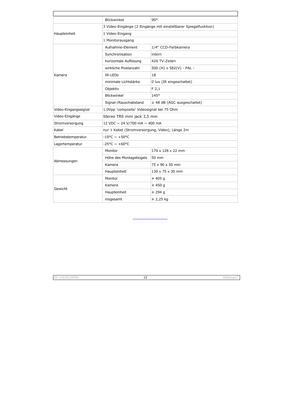 Velleman CAMSET21 User Manual | Page 22 / 25
