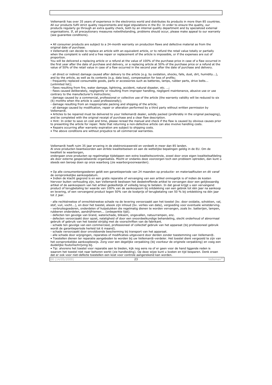 Velleman CAMSET21 User Manual | Page 23 / 25