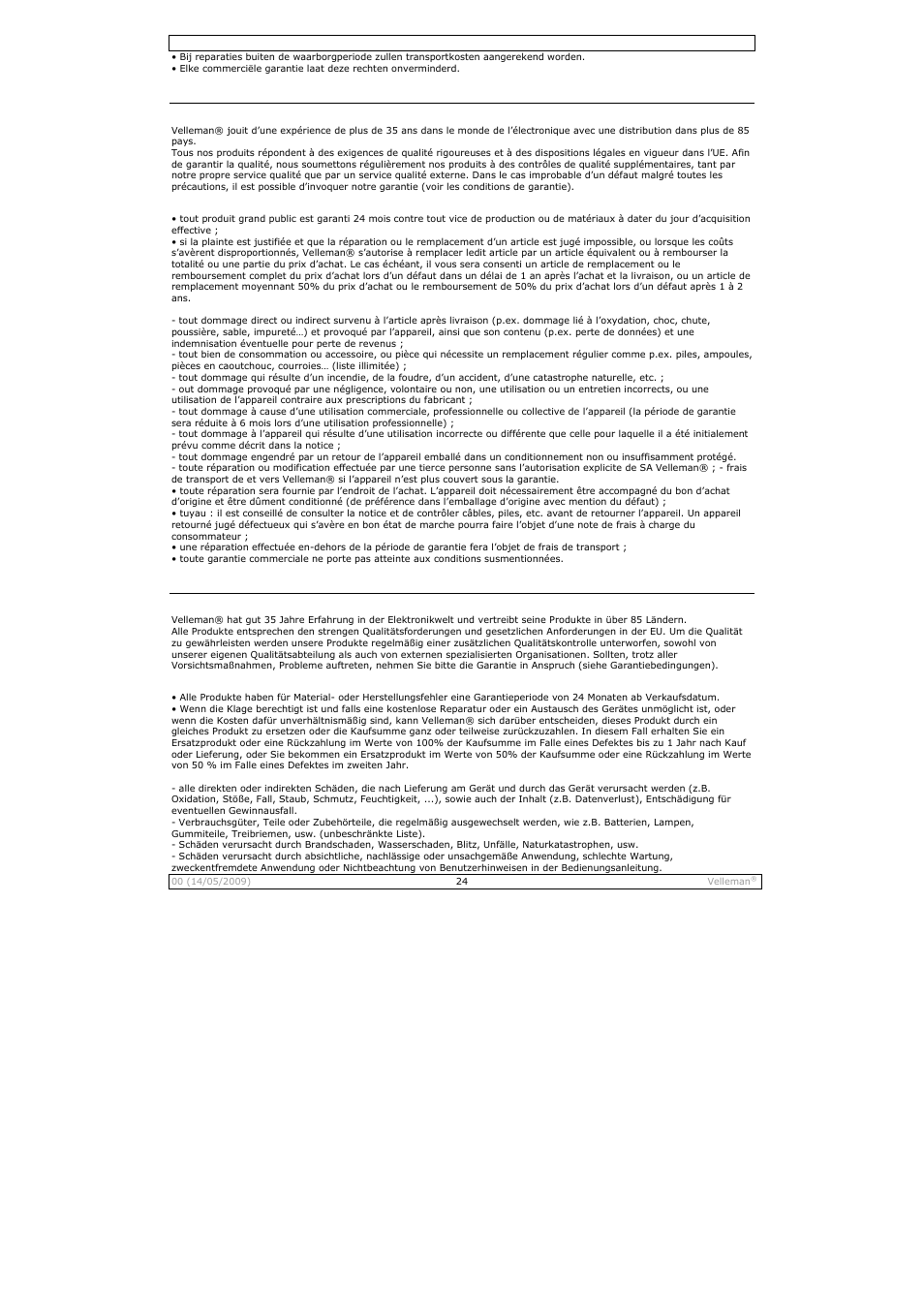 Velleman CAMSET21 User Manual | Page 24 / 25