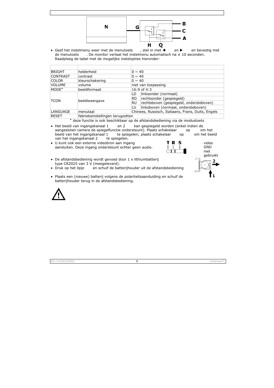 Velleman CAMSET21 User Manual | Page 9 / 25