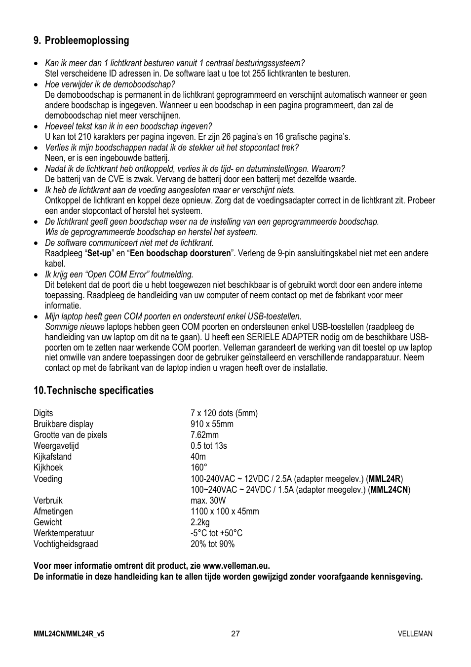 Velleman MML24CN User Manual | Page 27 / 84