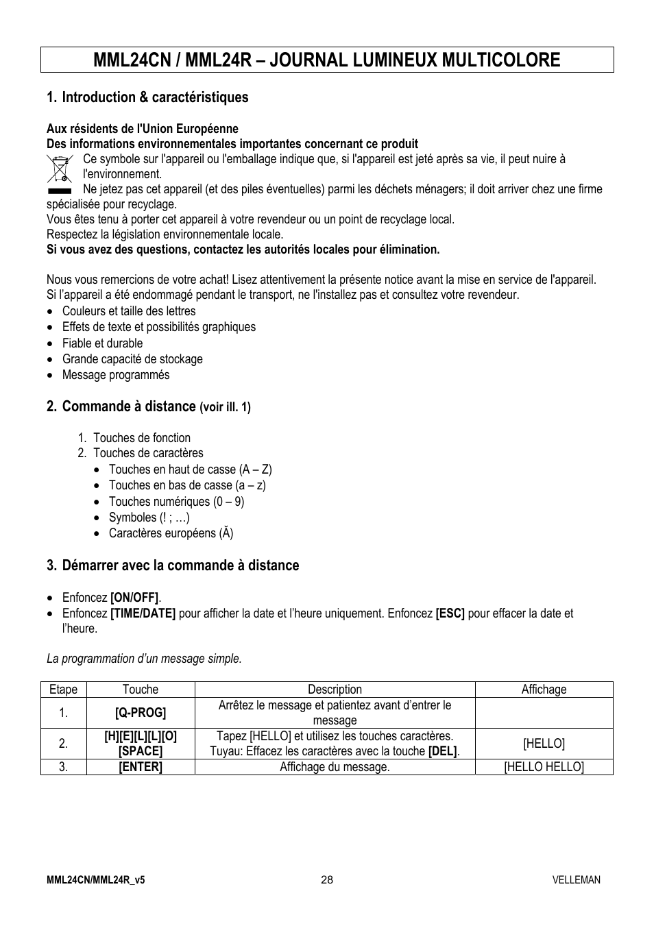 Mml24cn / mml24r – journal lumineux multicolore | Velleman MML24CN User Manual | Page 28 / 84