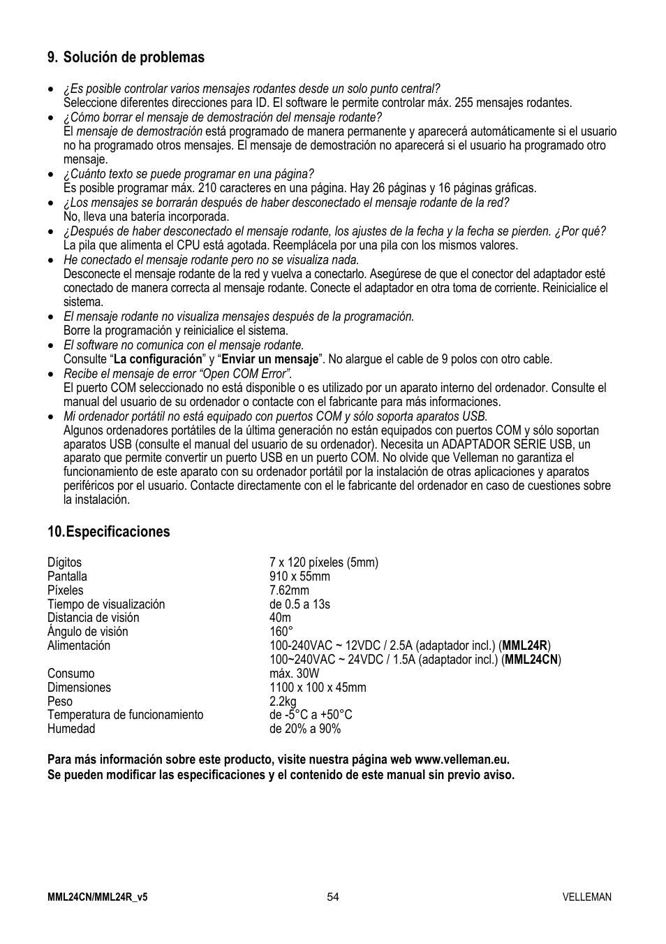 Velleman MML24CN User Manual | Page 54 / 84