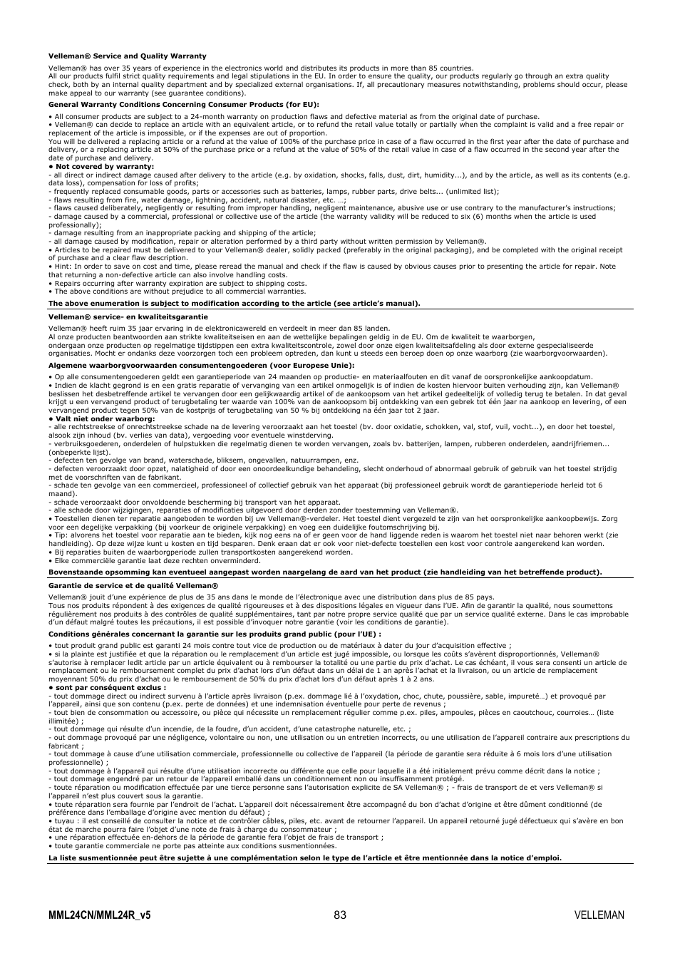 Velleman MML24CN User Manual | Page 83 / 84