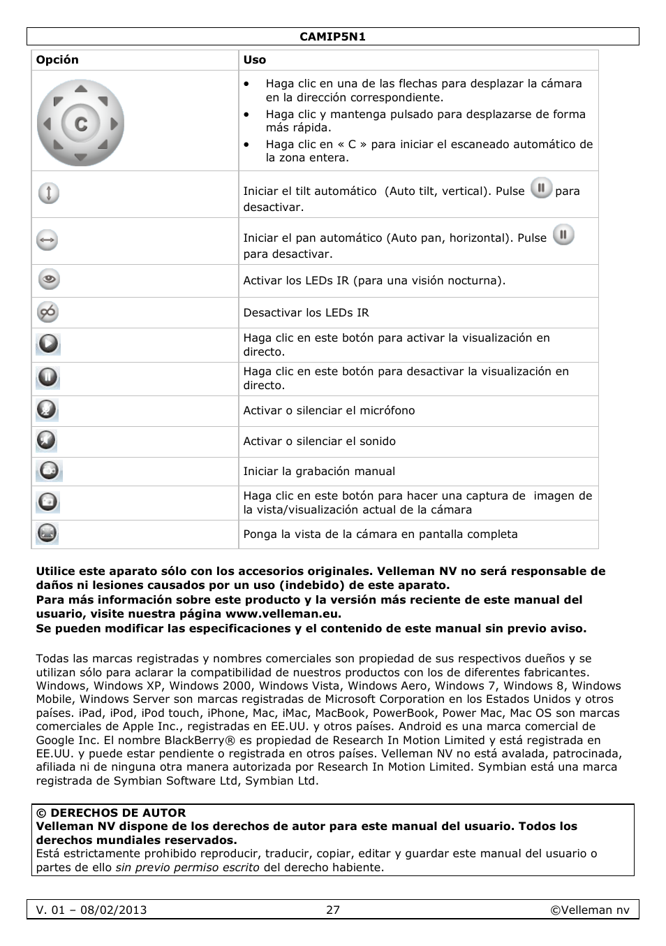 Velleman CAMIP5N1 Quick Installation Guide User Manual | Page 27 / 50