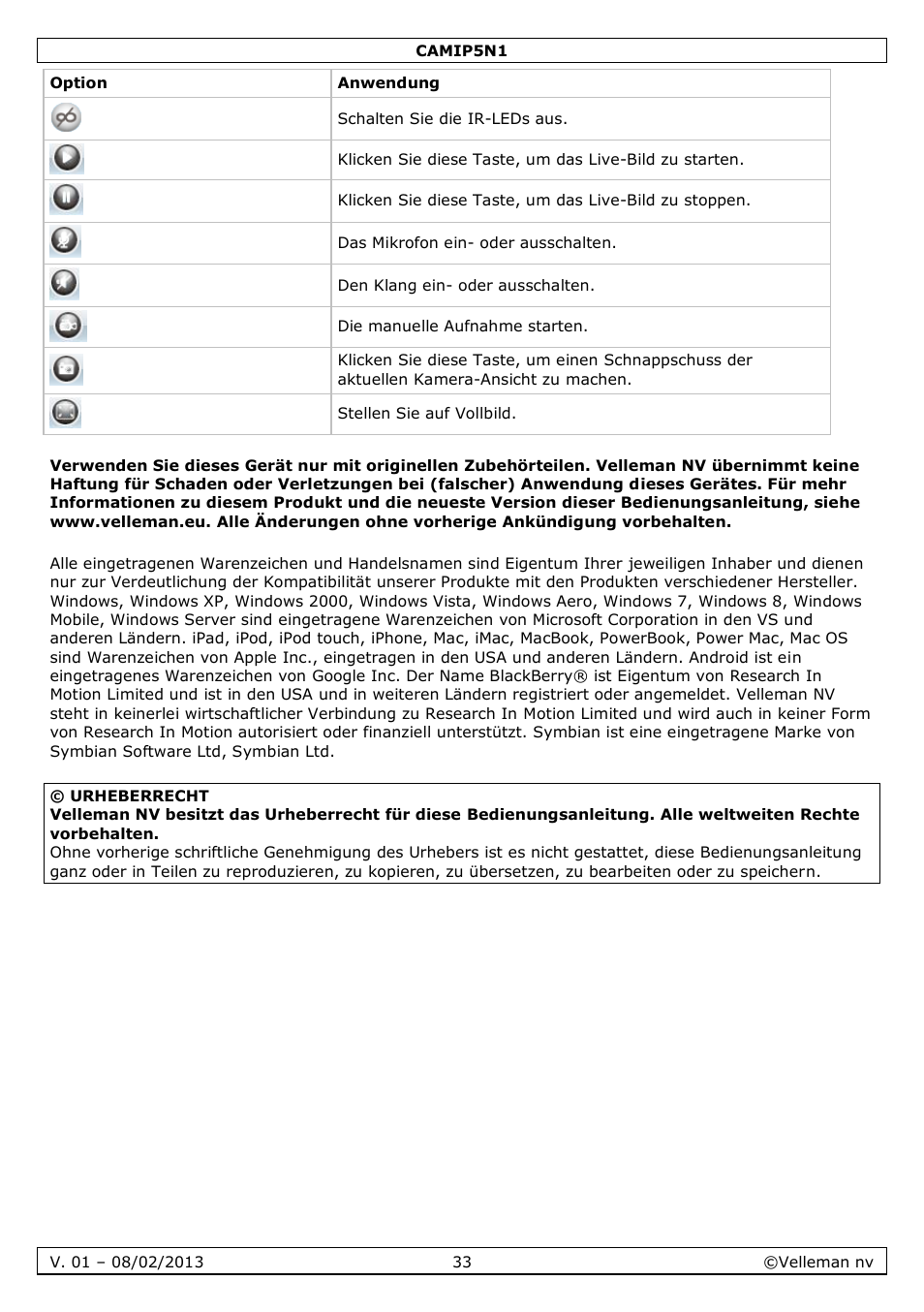 Velleman CAMIP5N1 Quick Installation Guide User Manual | Page 33 / 50