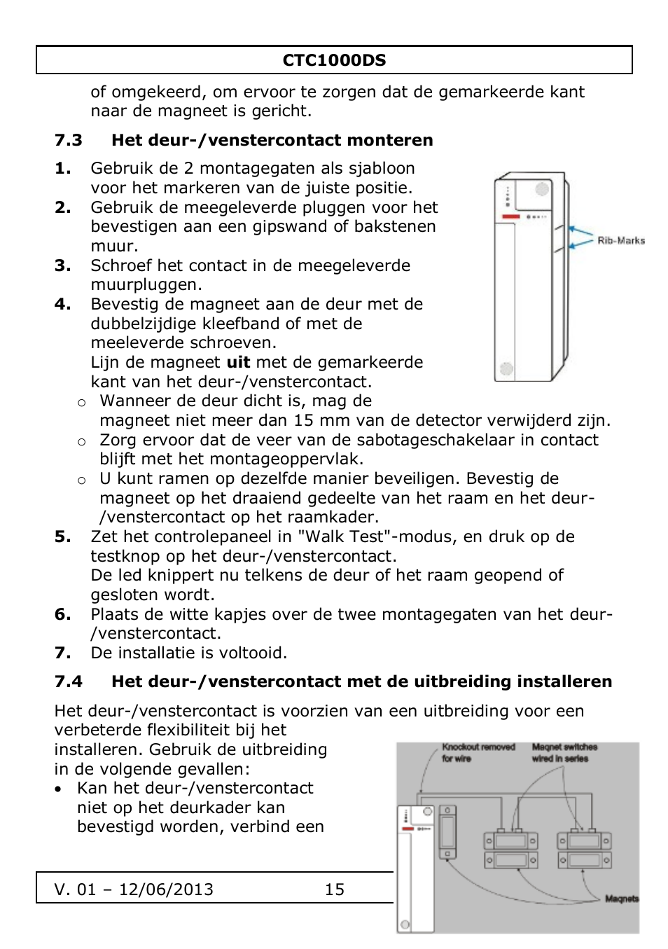 3 het deur-/venstercontact monteren | Velleman CTC1000DS User Manual | Page 15 / 61