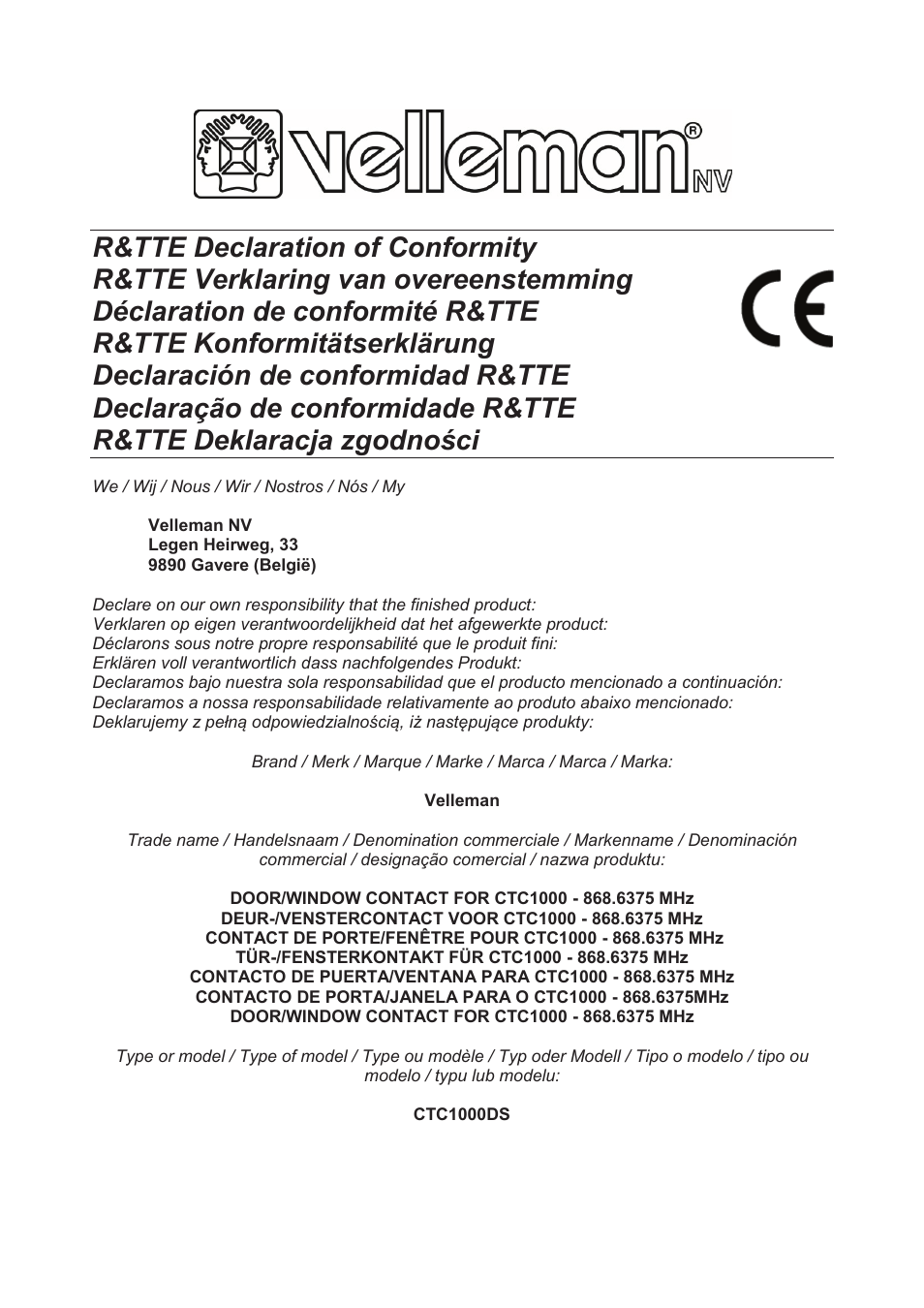 Velleman CTC1000DS User Manual | Page 60 / 61