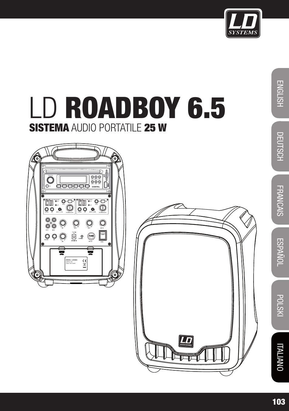 Ld roadboy 6.5, Sistema audio portatile 25 w | Velleman LDRB65HS User Manual | Page 103 / 122