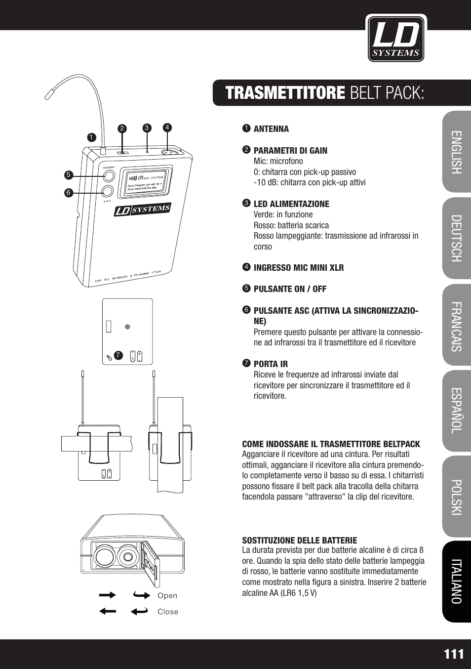 Trasmettitore belt pack | Velleman LDRB65HS User Manual | Page 111 / 122