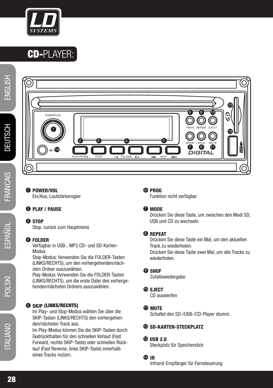 Cd- player | Velleman LDRB65HS User Manual | Page 28 / 122