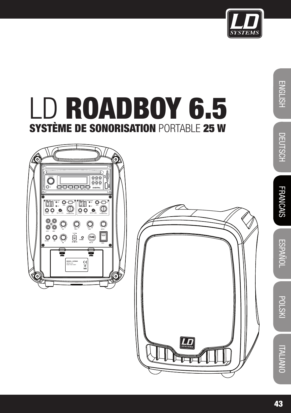 Ld roadboy 6.5, Système de sonorisation portable 25 w | Velleman LDRB65HS User Manual | Page 43 / 122