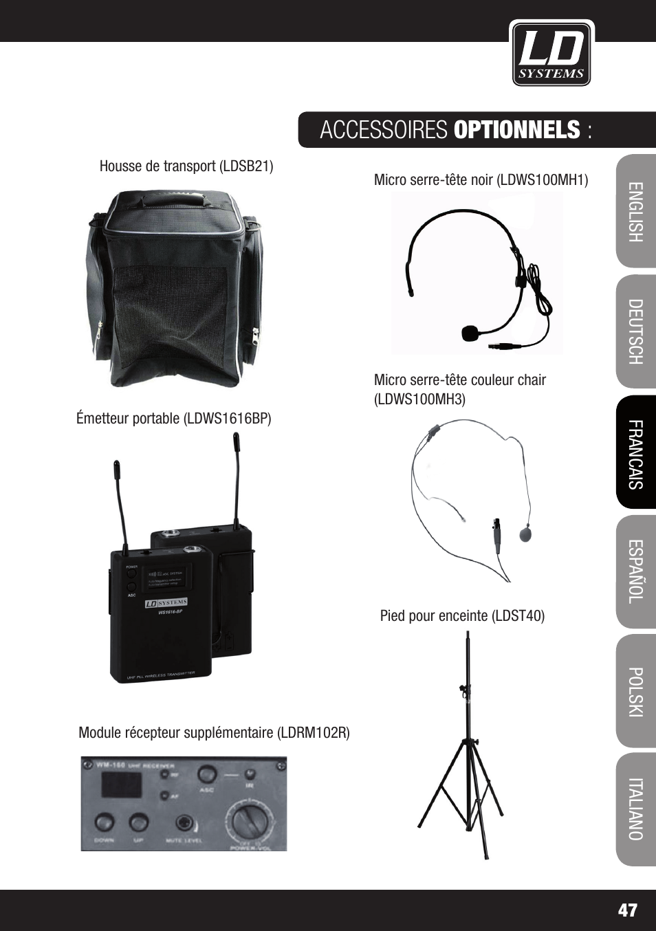 Accessoires optionnels | Velleman LDRB65HS User Manual | Page 47 / 122