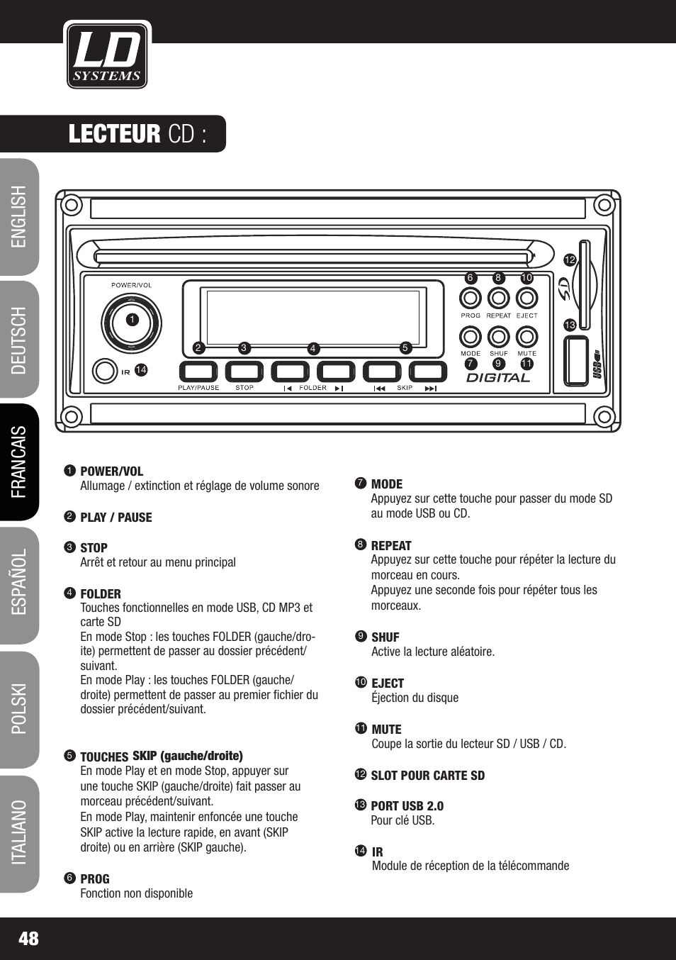 Lecteur cd | Velleman LDRB65HS User Manual | Page 48 / 122