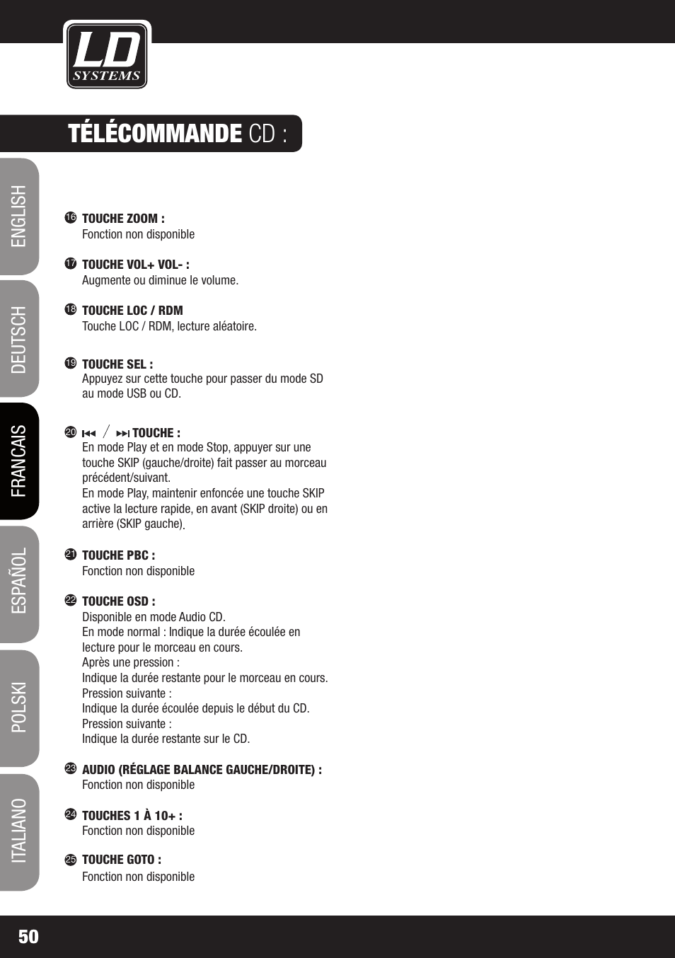Télécommande cd | Velleman LDRB65HS User Manual | Page 50 / 122