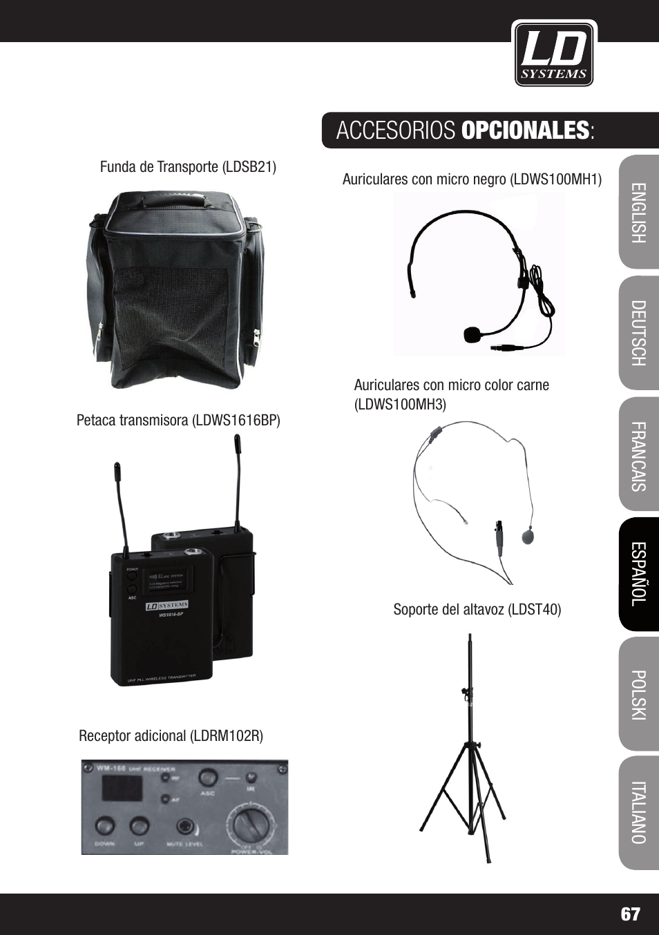 Accesorios opcionales | Velleman LDRB65HS User Manual | Page 67 / 122