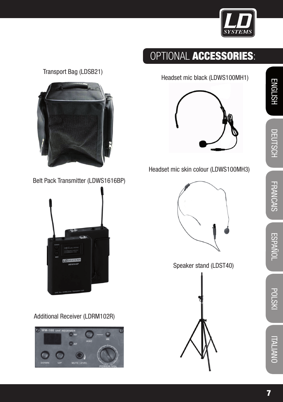 Optional accessories | Velleman LDRB65HS User Manual | Page 7 / 122