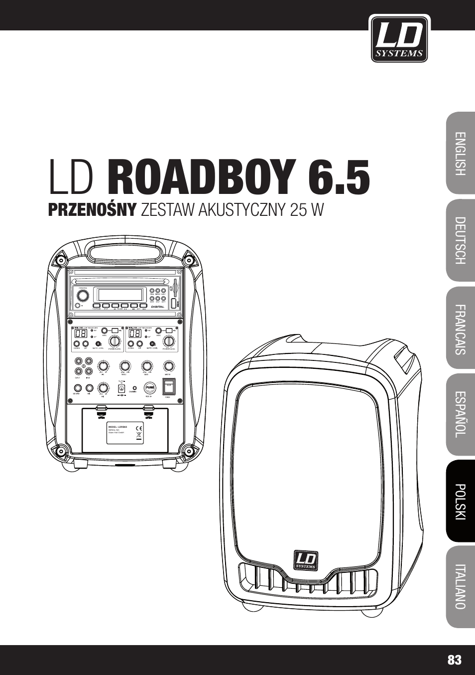 Ld roadboy 6.5, Przenośny zestaw akustyczny 25 w | Velleman LDRB65HS User Manual | Page 83 / 122