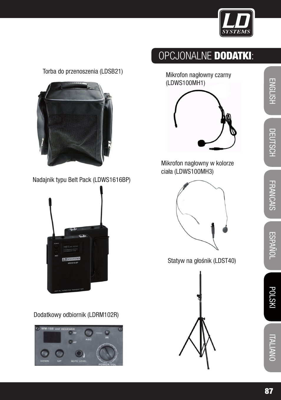 Opcjonalne dodatki | Velleman LDRB65HS User Manual | Page 87 / 122