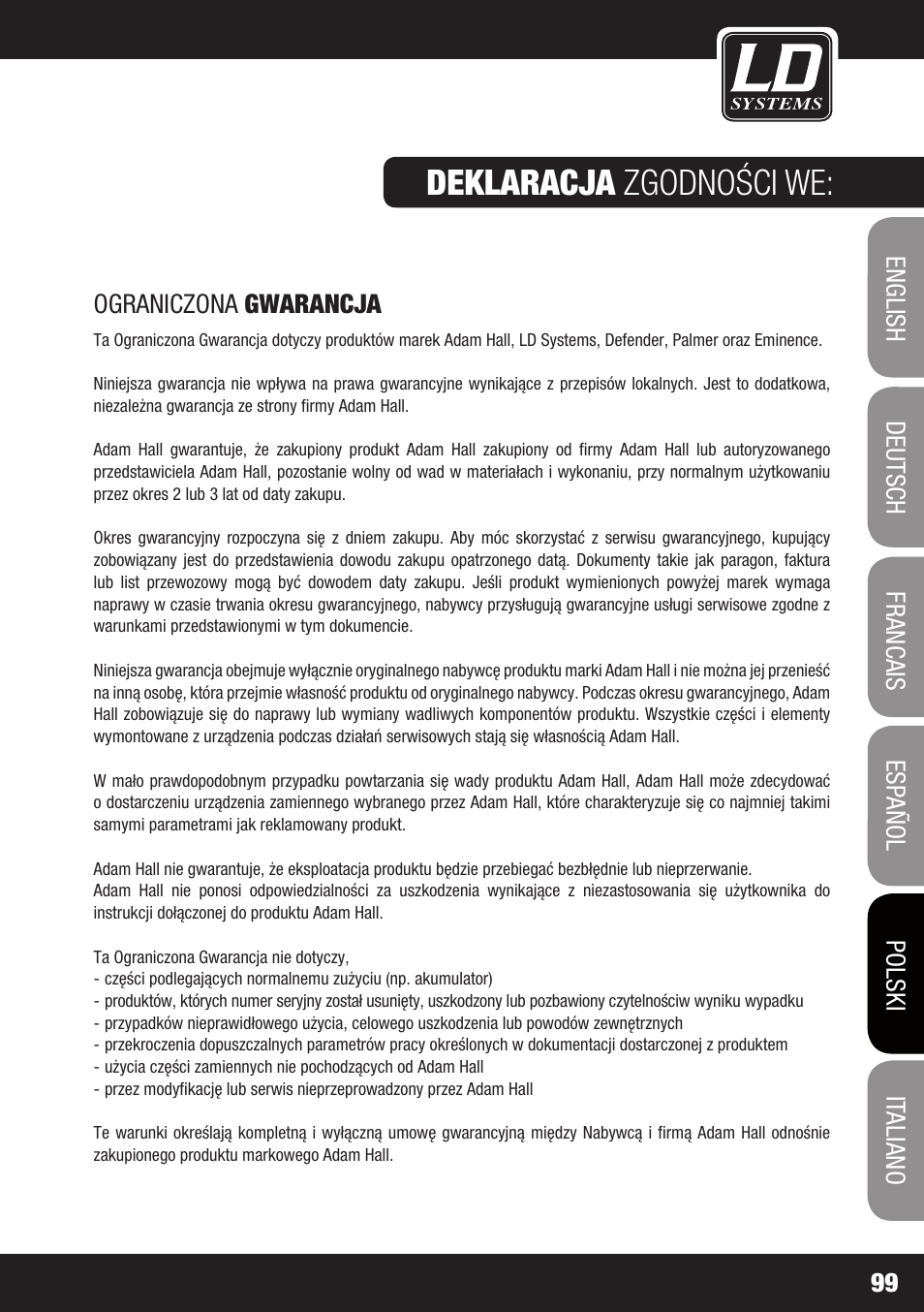 Deklaracja zgodności we | Velleman LDRB65HS User Manual | Page 99 / 122
