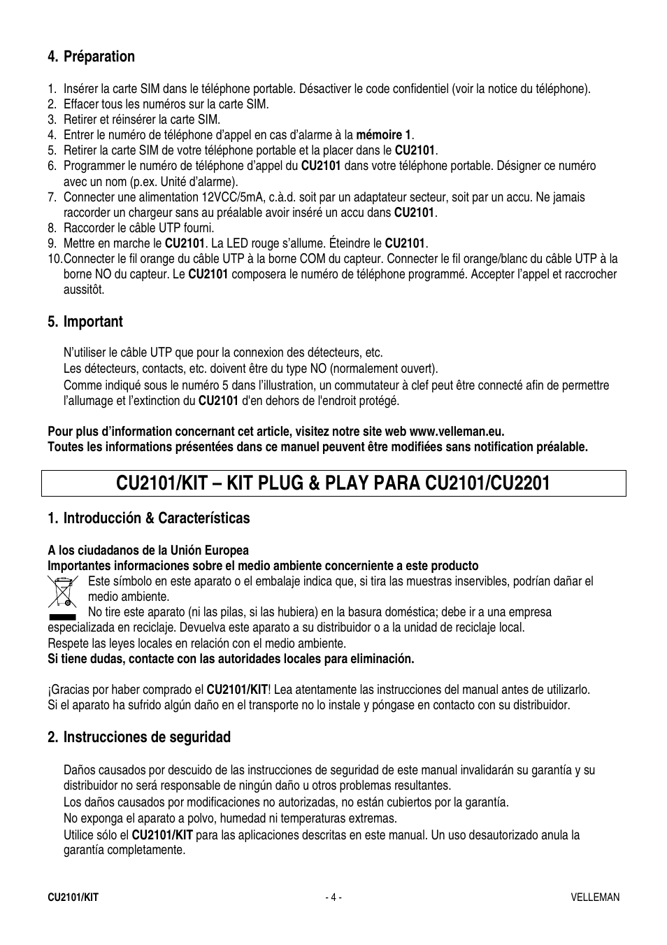 Velleman CU2101-KIT User Manual | Page 4 / 6