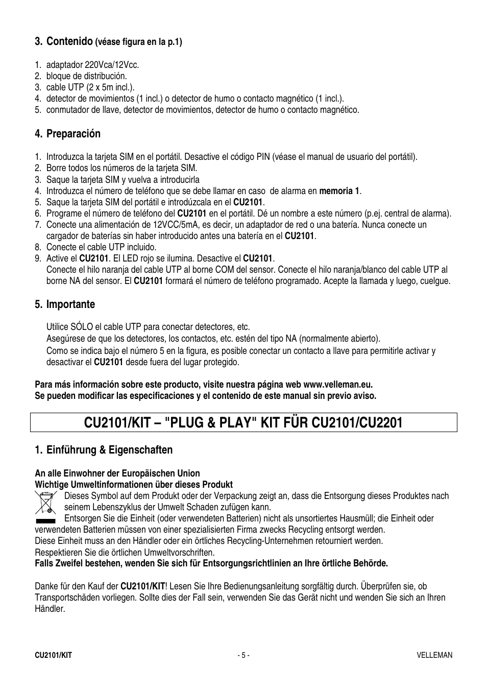 Velleman CU2101-KIT User Manual | Page 5 / 6