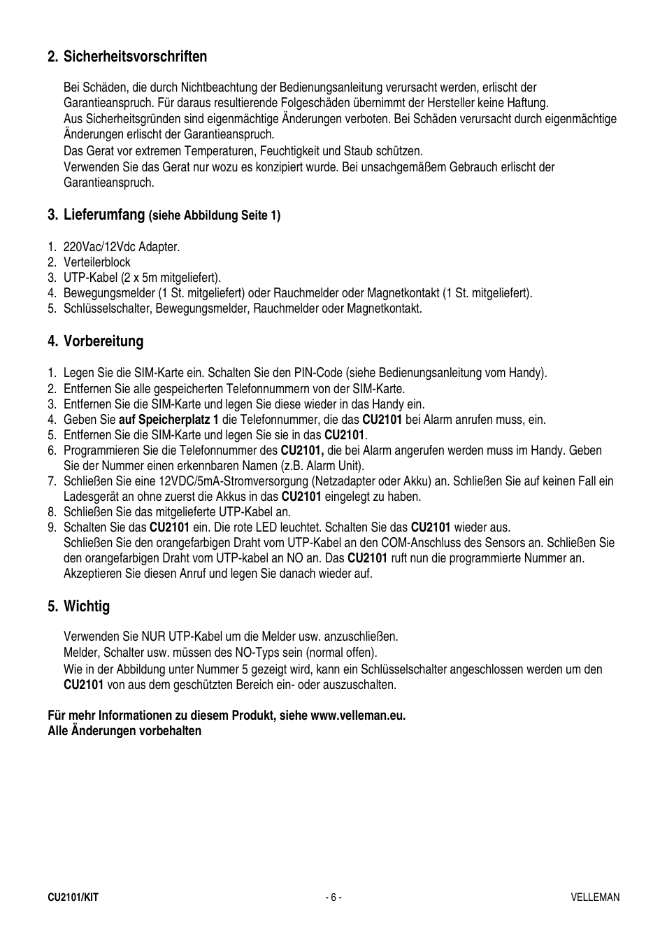 Velleman CU2101-KIT User Manual | Page 6 / 6