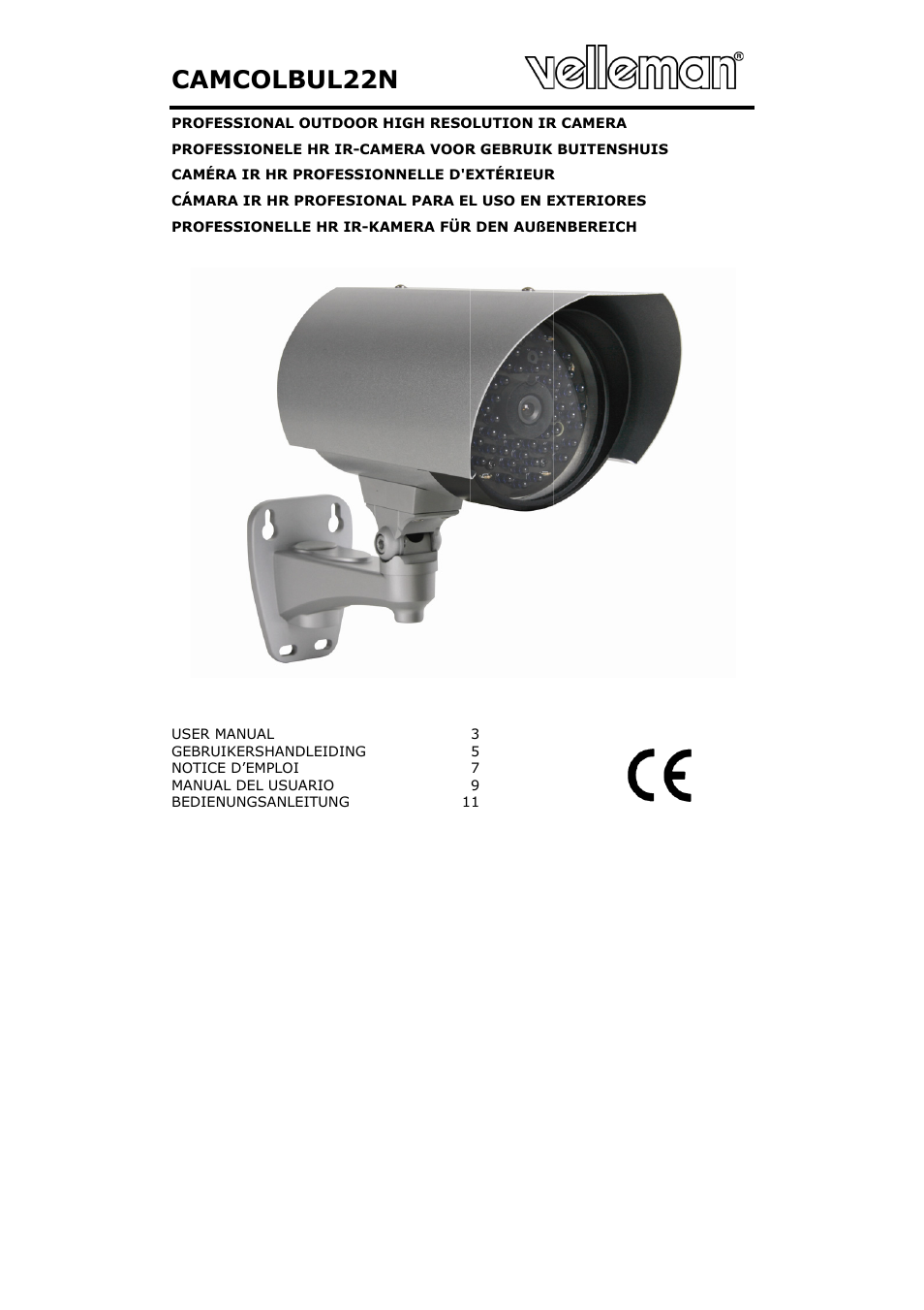 Velleman CAMCOLBUL22N User Manual | 14 pages