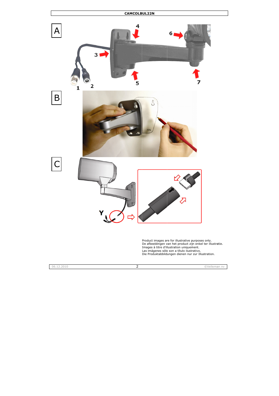 Ab c | Velleman CAMCOLBUL22N User Manual | Page 2 / 14