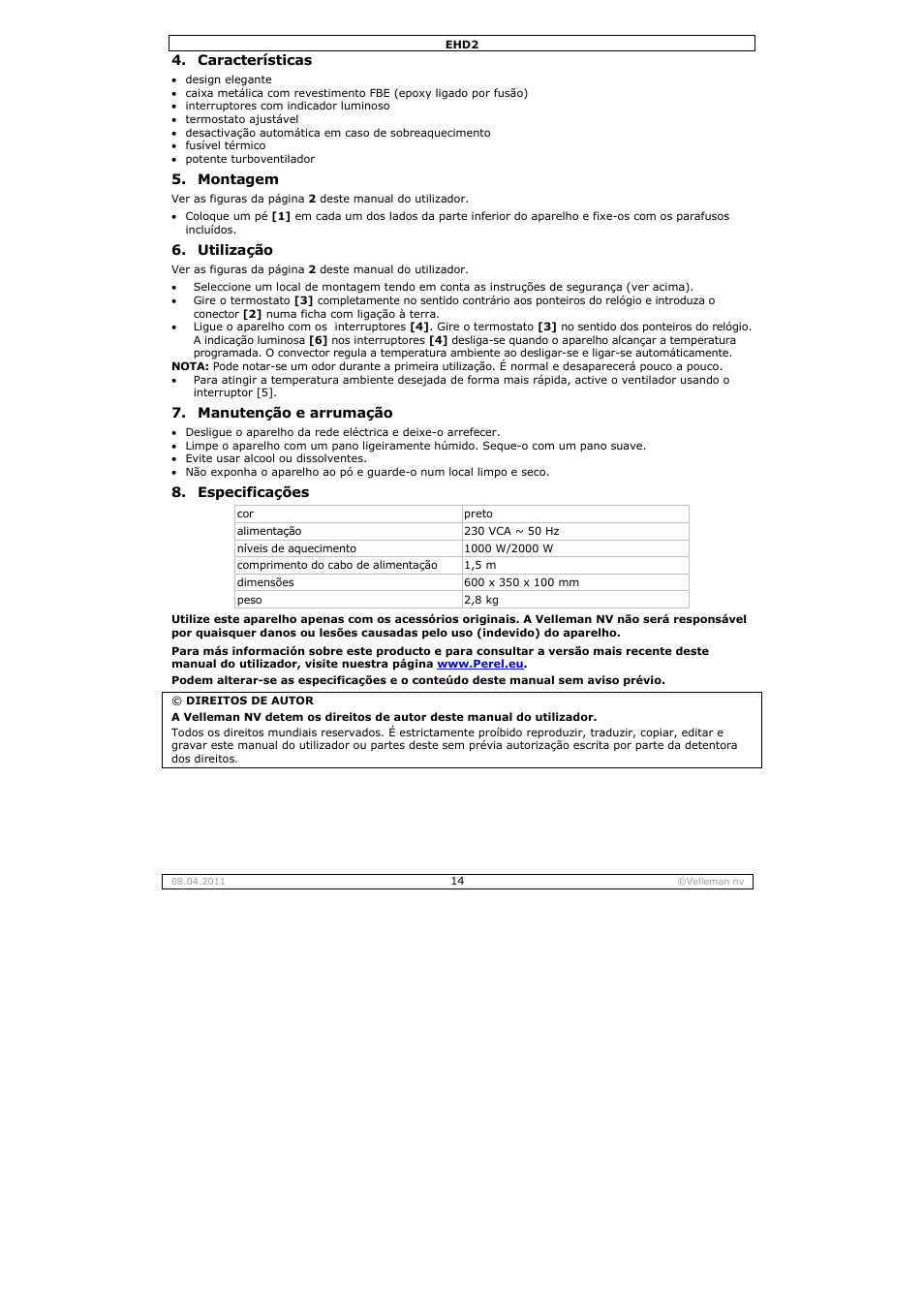 Velleman EHD2 User Manual | Page 14 / 16