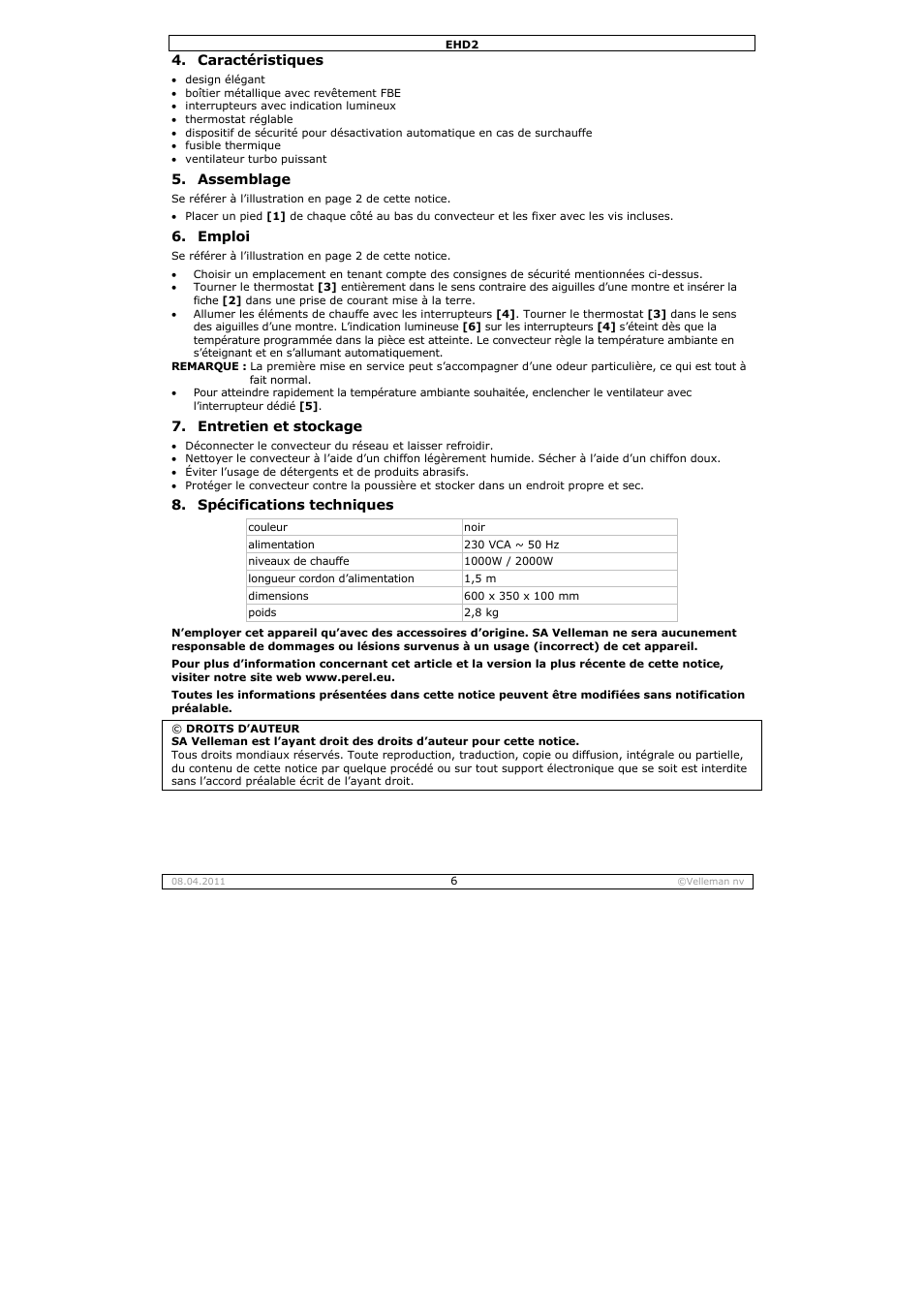 Velleman EHD2 User Manual | Page 6 / 16