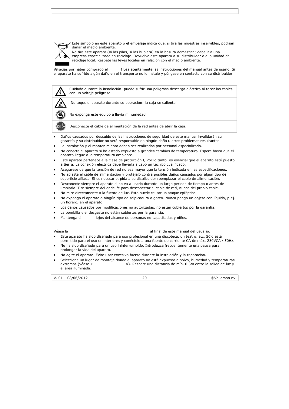 Manual del usuario, Nual del, L usuar | Velleman LX301 User Manual | Page 20 / 34