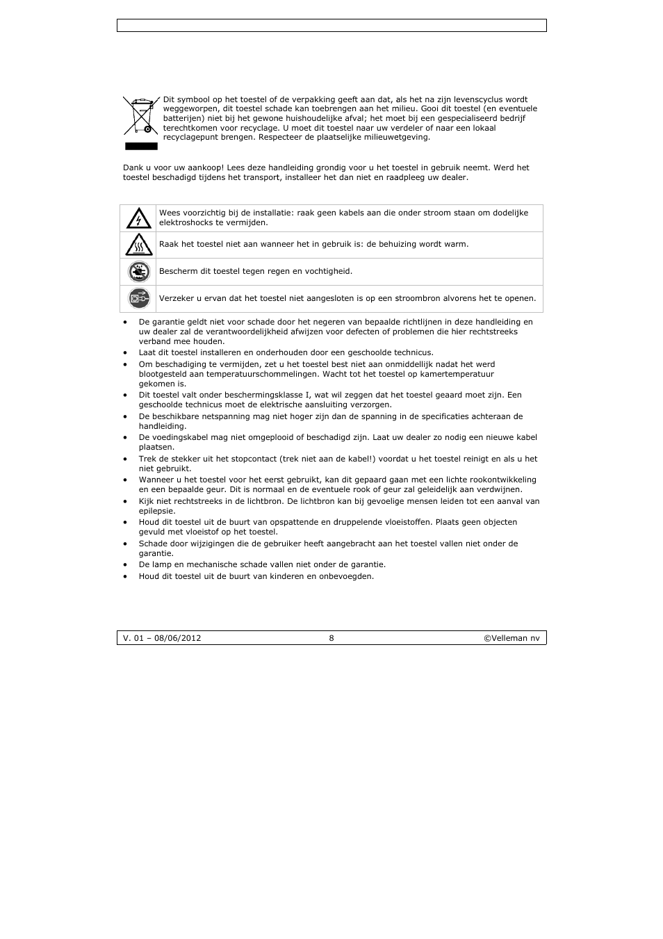 Gebruikershandleiding, Gebru, Uikersha | Andleid, Ding | Velleman LX301 User Manual | Page 8 / 34