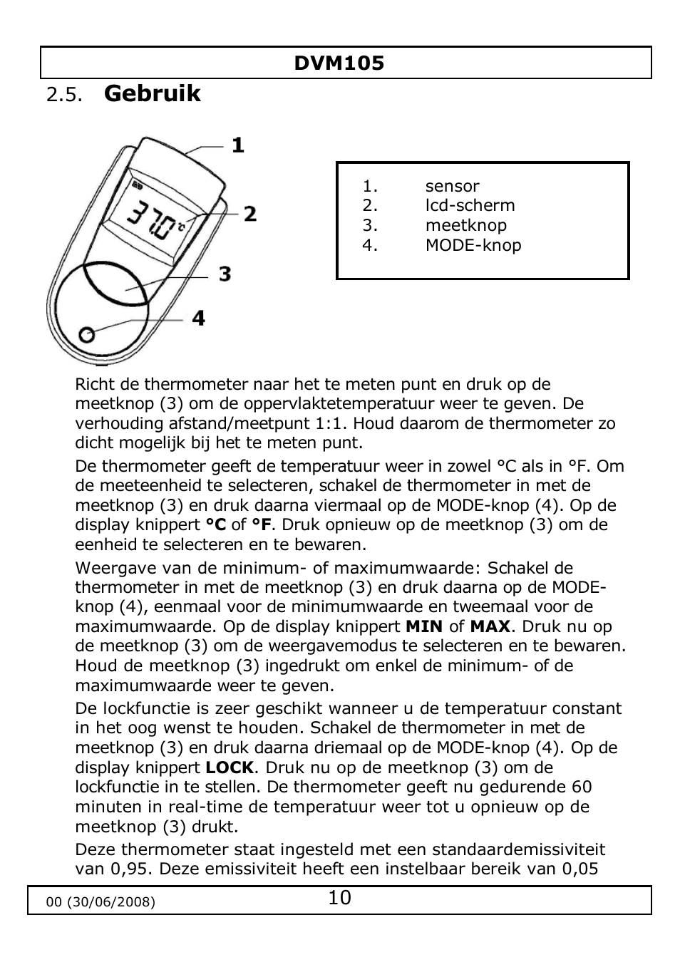 Gebruik | Velleman DVM105 User Manual | Page 10 / 31