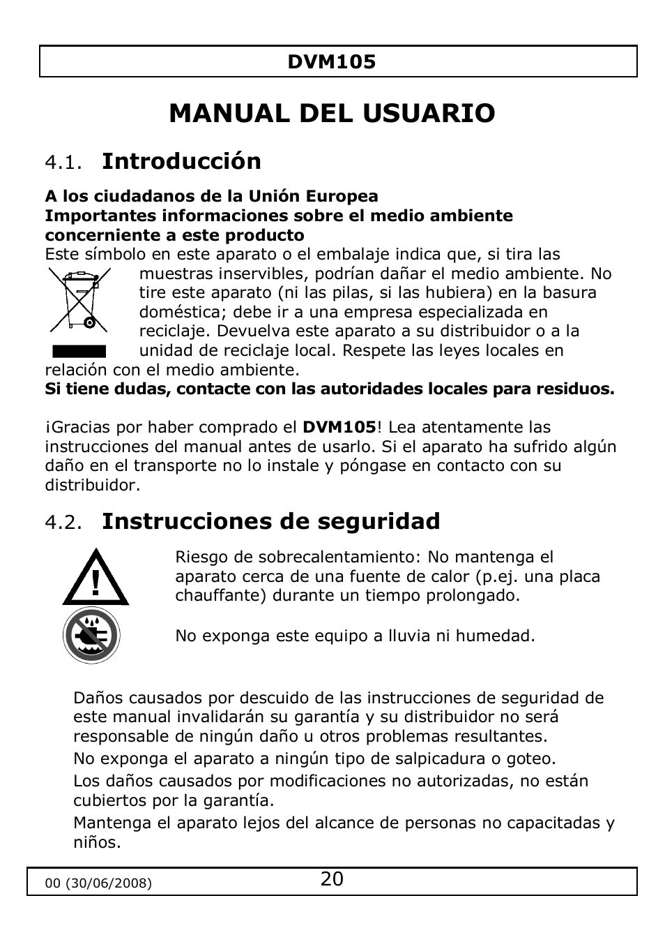 Manual del usuario | Velleman DVM105 User Manual | Page 20 / 31