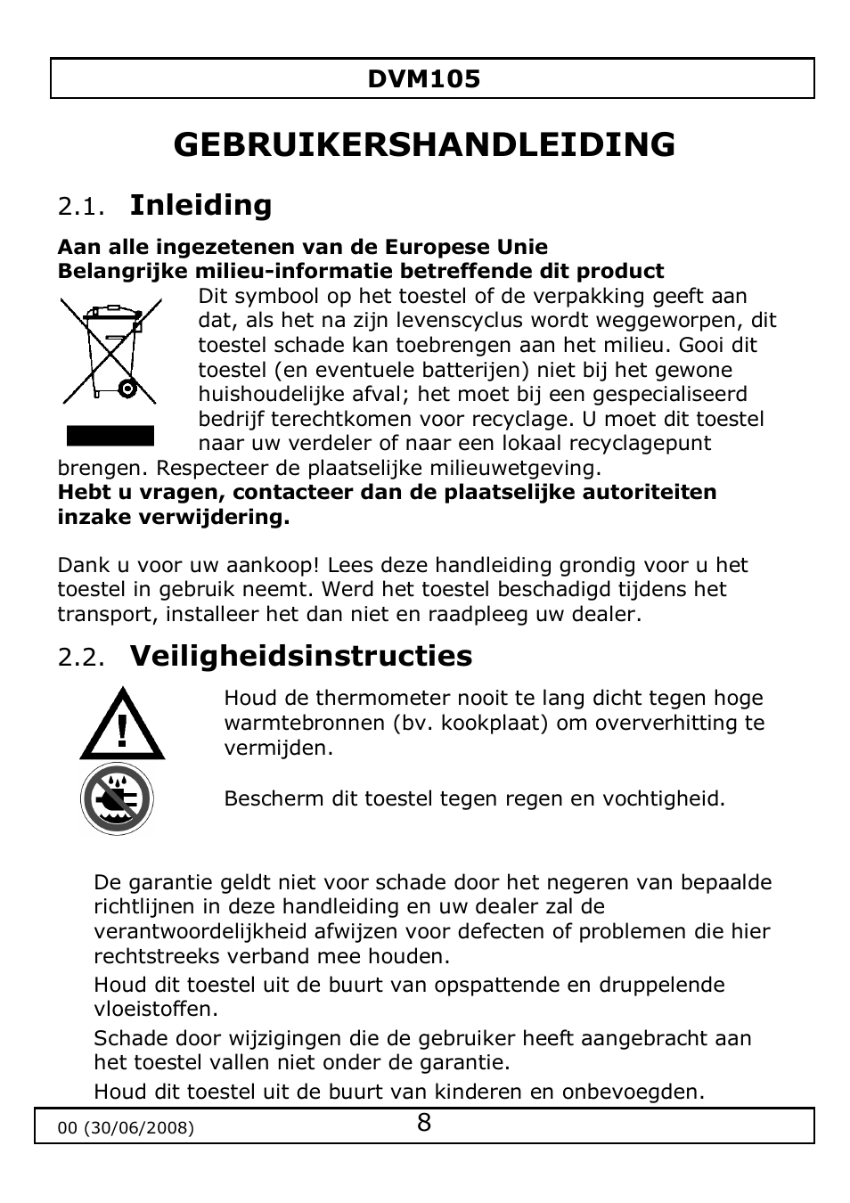 Gebruikershandleiding | Velleman DVM105 User Manual | Page 8 / 31