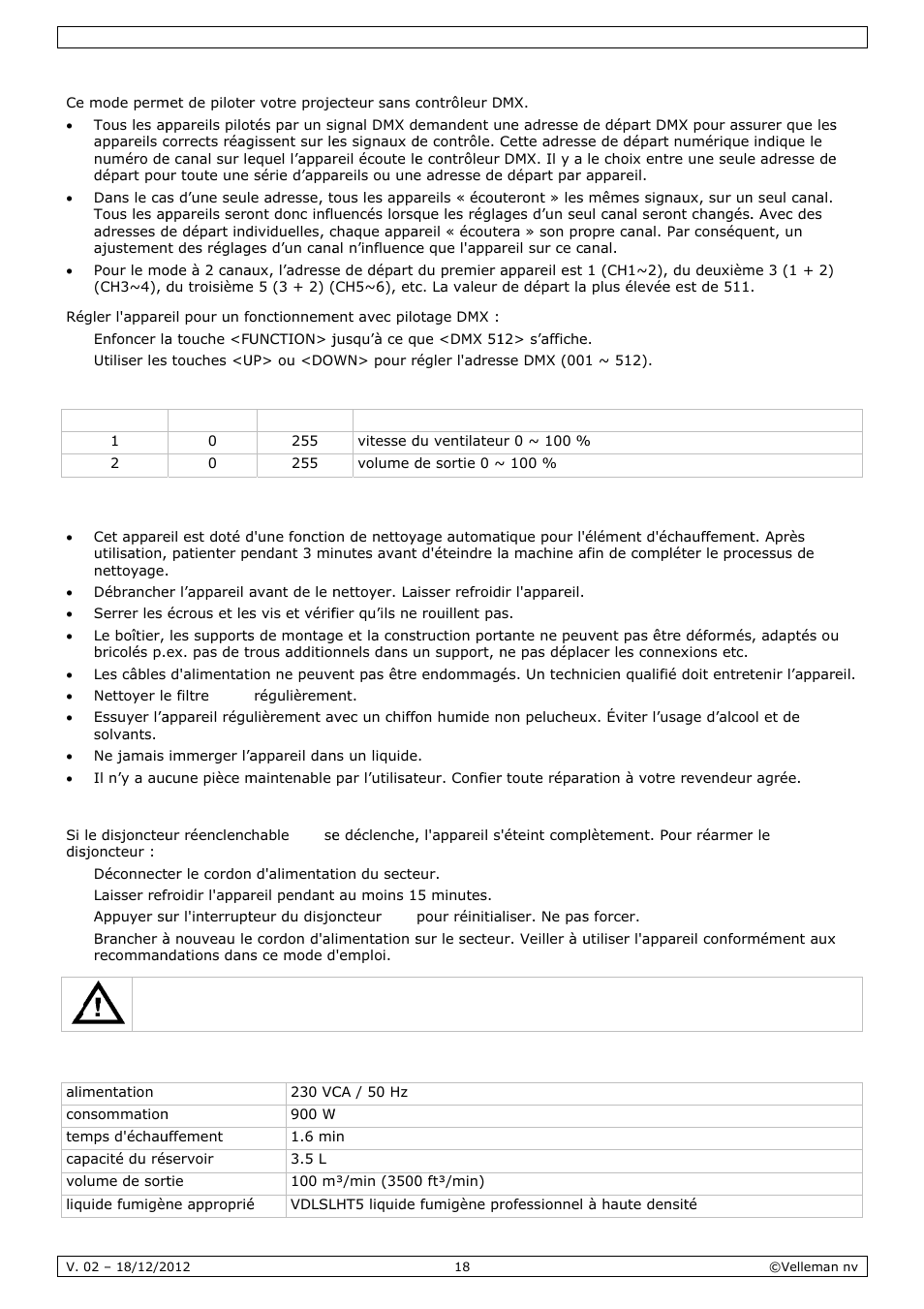 Netto, Spéc, Oyage et | Cification, T entretie, Ns techni, Iques | Velleman LX500 User Manual | Page 18 / 32