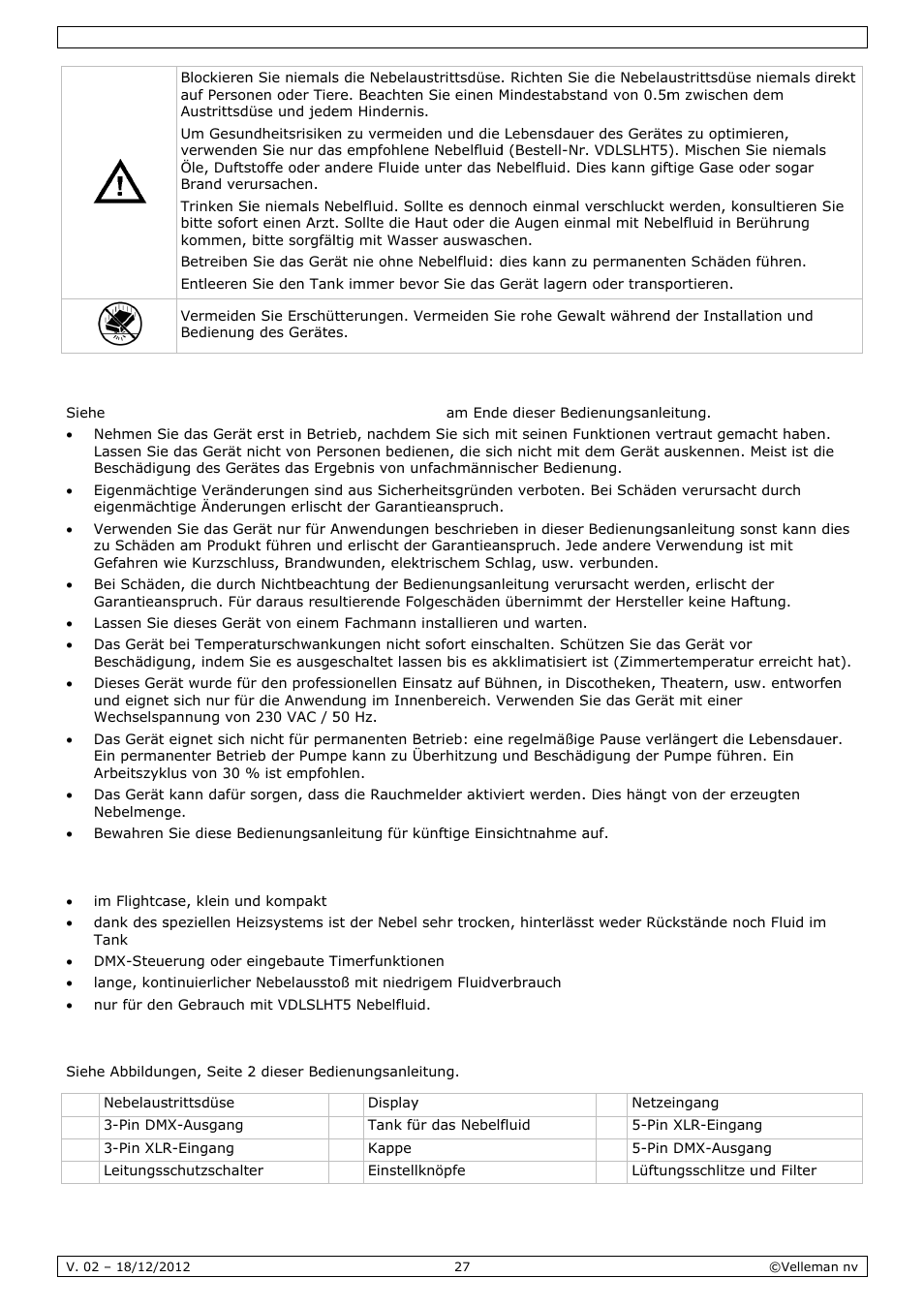 Allge, Eigen, Umsc | Emeine r, Nschafte, Chreibun, Richtlinie | Velleman LX500 User Manual | Page 27 / 32