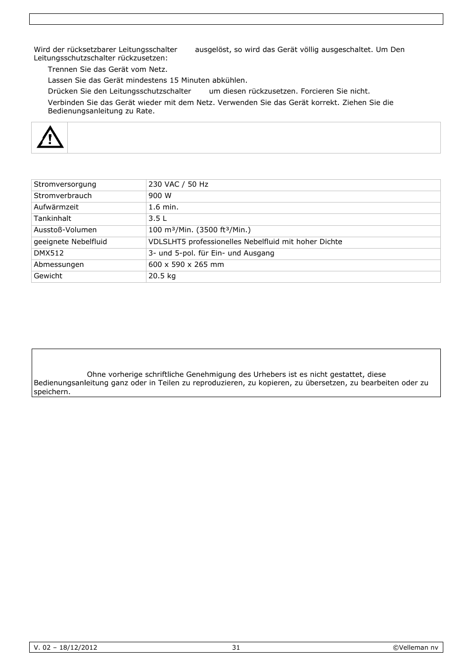 Tech, Nische d, Daten | Velleman LX500 User Manual | Page 31 / 32