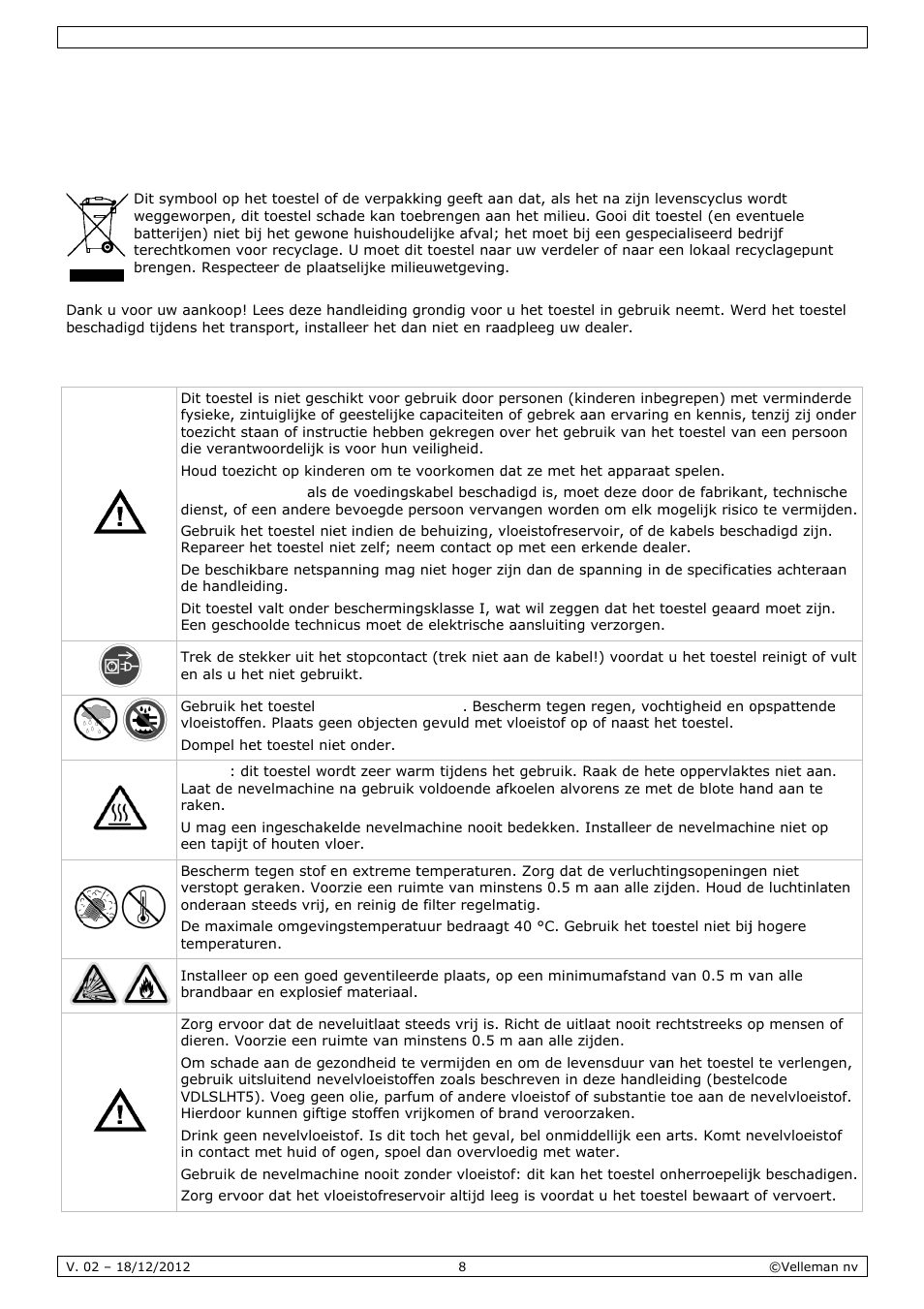 Gebruikershandleiding, Gebr, Ruiker | Rshan, Ndleid, Inlei, Veilig, Ding, Gheidsin, Nstructie | Velleman LX500 User Manual | Page 8 / 32