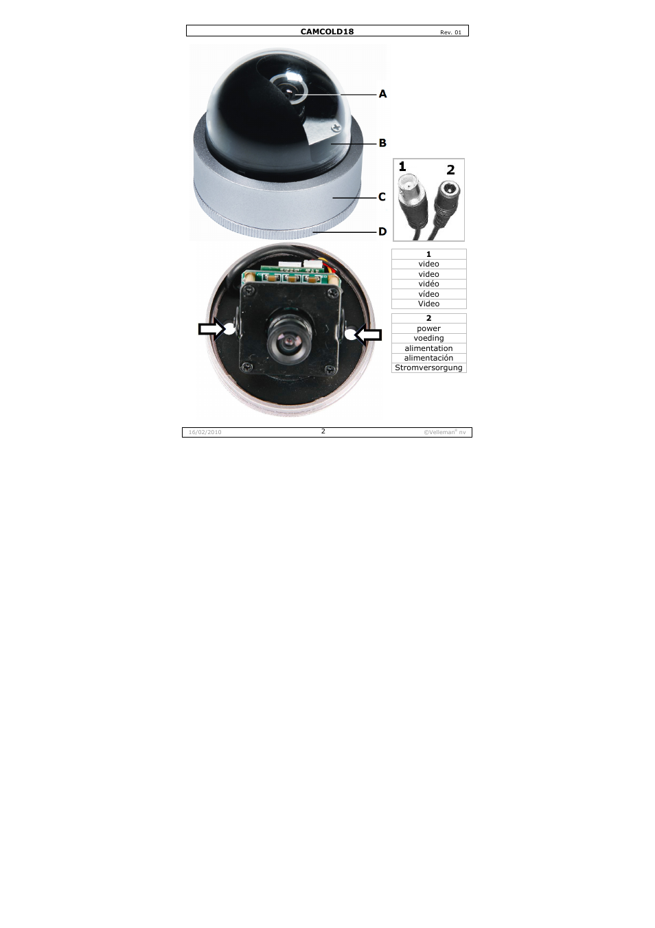 Velleman CAMCOLD18 User Manual | Page 2 / 16