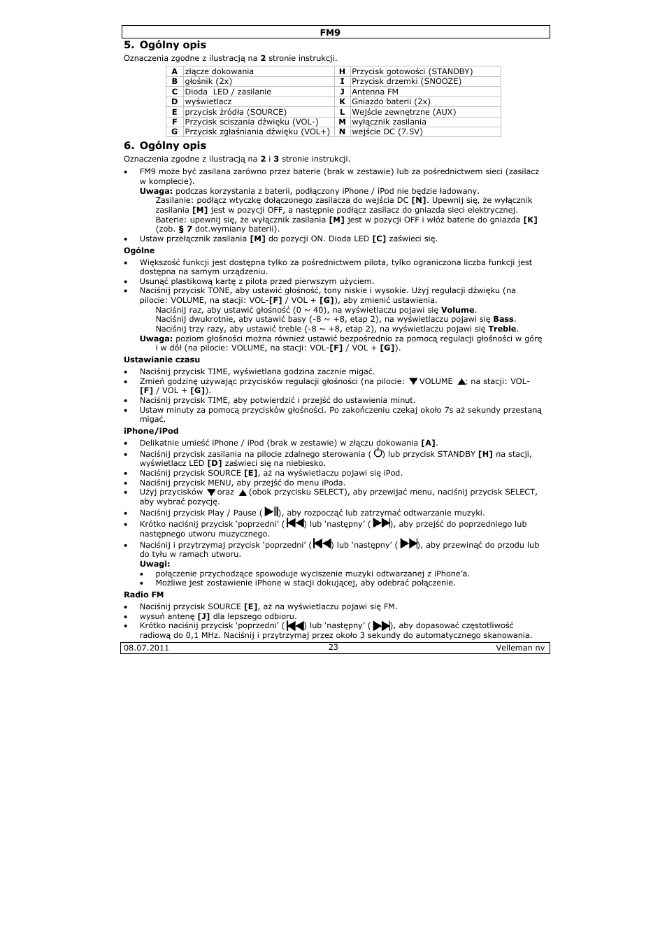 Velleman FM9 User Manual | Page 23 / 28